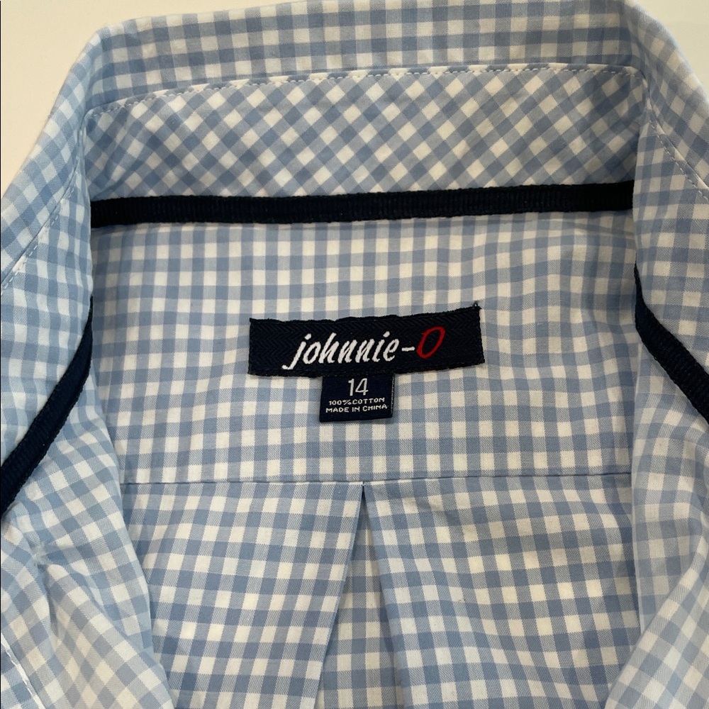 johnnie-O Light Blue Gingham Boy’s Shirt